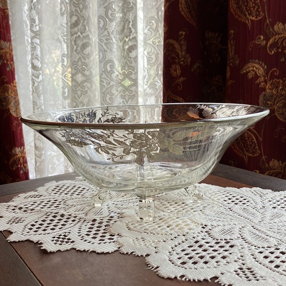 Sterling Floral Gilded Crystal Footed Bowl (creamer & sugar listed separately) - Picture 2 of 8